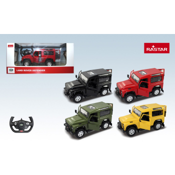 Land Rover Defender czarny RASTAR model 1:14 Zdalnie sterowanie auto + Pilot 2,4 GHz + Ręcznie otwierane drzwi